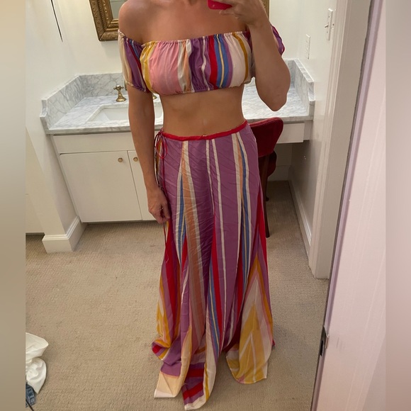 BEAULAH MAXI SKIRT IN STRIPE small 100% silk - Picture 1 of 2